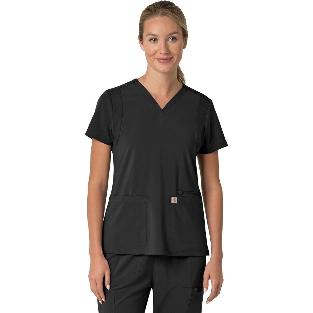 Women's Scrubs Force Cross-Flex V-Neck Relaxed Fit Medical Top Durable